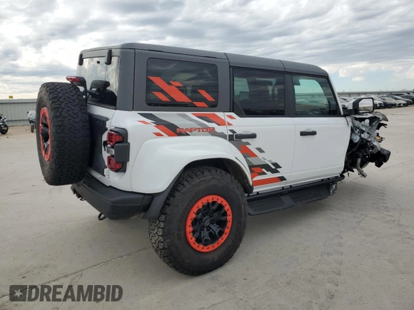 2024 Ford Bronco Raptor z VIN 1FMEE0RR0RLA38568, wystawiony jako Copart lot #41810505 z przebiegiem 168 mil mil oraz Szkoda całkowita • Salvage title. Historia ofert i sprzedaży dostępna na DreamBid. Obrazek 3.