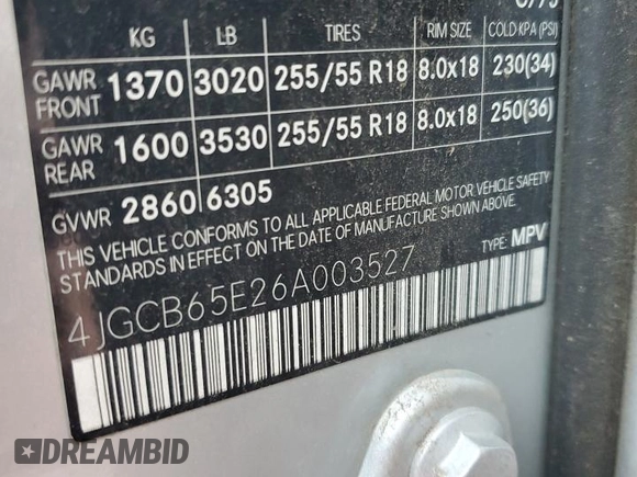 2006 Mercedes-Benz R 3.5L with VIN 4JGCB65E26A003527, listed as a Copart auction lot 71373344 with 146,786 mi miles and Clean title. Bid and sale history available at DreamBid. Image 13.