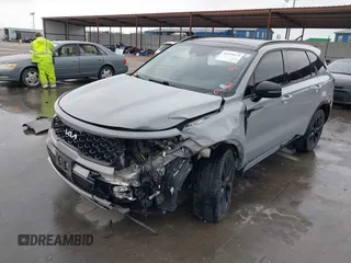 2022 Kia Sorento X-Line SX Prestige with VIN 5XYRKDLF9NG129963, listed as a IAAI auction lot 42159573 with 40,443 mi miles and . Bid and sale history available at DreamBid. Image 2.