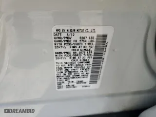 2012 Nissan Murano LE with VIN JN8AZ1MW3CW234587, listed as a Copart auction lot 86811454 with 71,120 mi miles and Salvage Title. Bid and sale history available at carsss.com. Image 13.