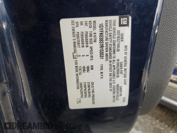 2007 Cadillac Escalade z VIN 1GYFK63837R153531, wystawiony jako Copart lot #56426285 z przebiegiem Nie podano mil oraz Szkoda całkowita • Salvage title. Historia ofert i sprzedaży dostępna na DreamBid. Obrazek 13.