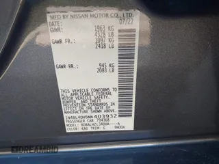 2022 Nissan Altima SV z VIN 1N4BL4DV6NN403932, wystawiony jako IAAI lot #41940084 z przebiegiem 6 292 mil mil oraz . Historia ofert i sprzedaży dostępna na DreamBid. Obrazek 9.