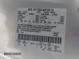 2006 Ford Ranger XL with VIN 1FTYR10D56PA78677, listed as a IAAI auction lot 41831783 with 88,272 mi miles and . Bid and sale history available at DreamBid. Image 9.
