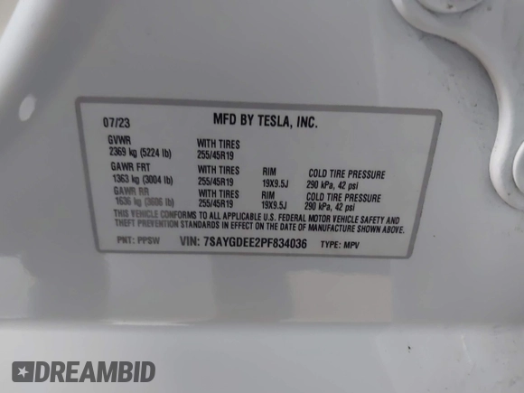 2023 Tesla Model Y Long Range z VIN 7SAYGDEE2PF834036, wystawiony jako IAAI lot #41933120 z przebiegiem 27 872 mil mil oraz . Historia ofert i sprzedaży dostępna na DreamBid. Obrazek 9.