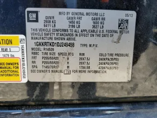 2013 GMC Acadia Denali z VIN 1GKKRTKD1DJ249458, wystawiony jako Copart lot #54973335 z przebiegiem 138 004 mil mil oraz Szkoda całkowita • Salvage title. Historia ofert i sprzedaży dostępna na DreamBid. Obrazek 14.