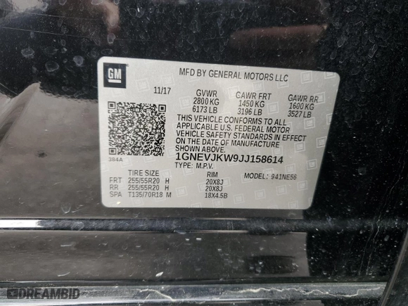 2018 Chevrolet Traverse Premier with VIN 1GNEVJKW9JJ158614, listed as a Copart auction lot 48043745 with 90,682 mi miles and Salvage Title. Bid and sale history available at carsss.com. Image 14.