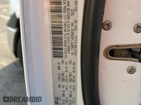2017 Ram 1500 Tradesman with VIN 1C6RR7FT1HS764518, listed as a Copart auction lot 77425204 with 87,145 mi miles and Salvage title. Bid and sale history available at DreamBid. Image 14.
