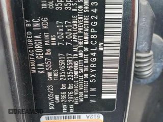 2023 Kia Sorento LX with VIN 5XYRG4LC8PG243107, listed as a Copart auction lot 44451625 with 42,256 mi miles and Salvage Title. Bid and sale history available at DreamBid. Image 14.