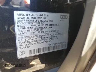 2021 Audi SQ7 Prestige z VIN WA1VWBF73MD036195, wystawiony jako Copart lot #63855222 z przebiegiem 15 461 mil mil oraz . Historia ofert i sprzedaży dostępna na DreamBid. Obrazek 10.