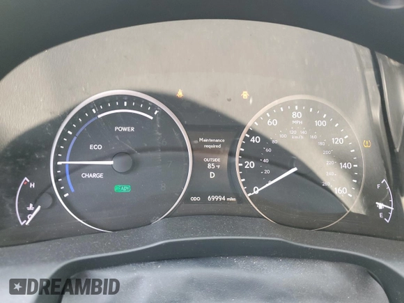 2014 Lexus ES 300h with VIN JTHBW1GG4E2050166, listed as a Copart auction lot 58517595 with 69,994 mi miles and Salvage title. Bid and sale history available at DreamBid. Image 9.