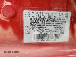 2016 Nissan Versa SV with VIN 3N1CN7AP6GL851450, listed as a Copart auction lot 59543325 with 135,747 mi miles and Salvage title. Bid and sale history available at DreamBid. Image 12.