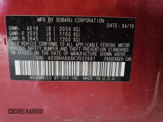 2019 Subaru Legacy with VIN 4S3BNAB66K3032681, listed as a Copart auction lot 43216765 with 103,197 mi miles and Salvage Title. Bid and sale history available at carsss.com. Image 13.
