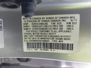 2014 Honda CR-V LX with VIN 2HKRM4H30EH680641, listed as a IAAI auction lot 41916328 with 117,318 mi miles. Bid and sale history available at carsss.com. Image 9.
