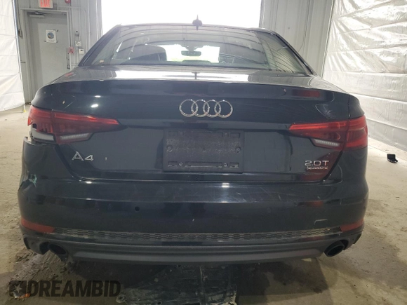 2017 Audi A4 Premium Plus with VIN WAUENAF44HN009318, listed as a Copart auction lot 57634515 with 53,636 mi miles and Salvage title. Bid and sale history available at DreamBid. Image 6.