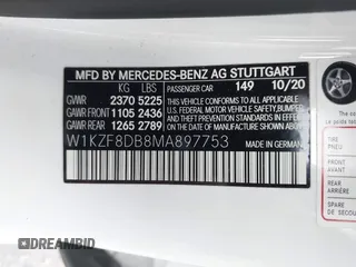 2021 Mercedes-Benz E-Class E 350 with VIN W1KZF8DB8MA897753, listed as a IAAI auction lot 41335129 with 76,873 mi miles. Bid and sale history available at carsss.com. Image 9.