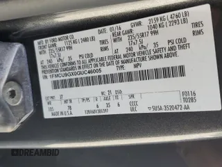 2016 Ford Escape SE with VIN 1FMCU9GX0GUC46005, listed as a Copart auction lot 53975955 with 124,994 mi miles and Salvage Title. Bid and sale history available at DreamBid. Image 13.