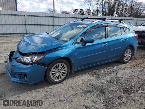 2018 Subaru Impreza Premium z VIN 4S3GTAD64J3726289, wystawiony jako Copart lot #86069554 z przebiegiem 75 566 mil mil oraz Szkoda całkowita • Salvage title. Historia ofert i sprzedaży dostępna na DreamBid. Obrazek 1.