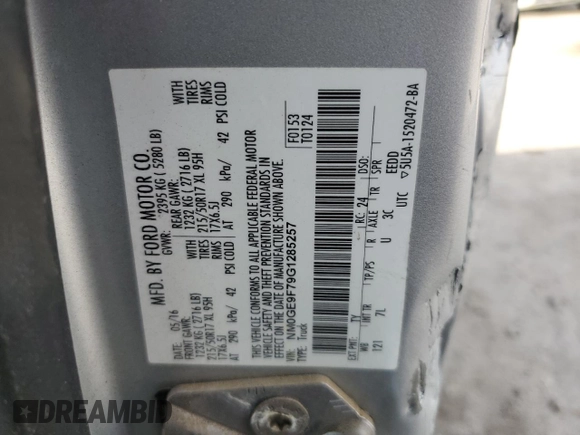 2016 Ford Transit Connect XLT с VIN NM0GE9F79G1285257, выставлен на аукционе Copart как лот 56230695 с пробегом 43 636 миль миль и Списание • Salvage title. История ставок и продаж доступна на DreamBid. Изображение 13.