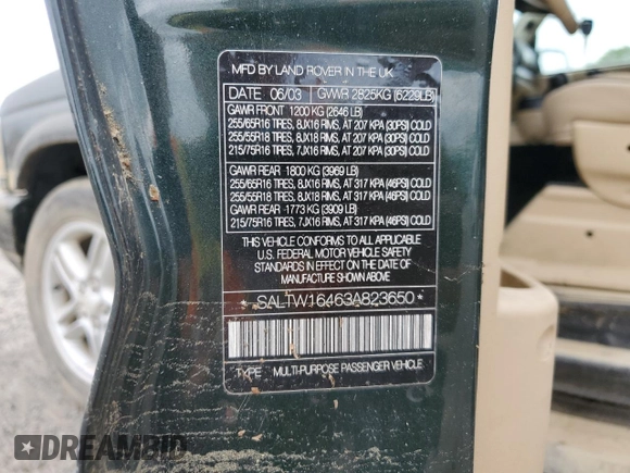 2003 Land Rover Discovery SE z VIN SALTW16463A823650, wystawiony jako Copart lot #52258595 z przebiegiem 194 038 mil mil oraz Szkoda całkowita • Salvage title. Historia ofert i sprzedaży dostępna na DreamBid. Obrazek 14.