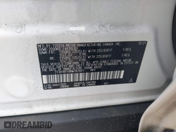 2021 Toyota RAV4 LE z VIN 2T3H1RFV8MW182801, wystawiony jako IAAI lot #42519435 z przebiegiem 44 932 mil mil oraz . Historia ofert i sprzedaży dostępna na DreamBid. Obrazek 9.
