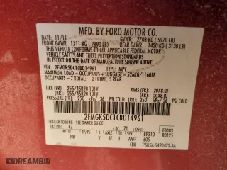 2012 Ford Flex Limited with VIN 2FMGK5DC1CBD14961, listed as a Copart auction lot 47304595 with 110,026 mi miles and Salvage Title. Bid and sale history available at carsss.com. Image 13.