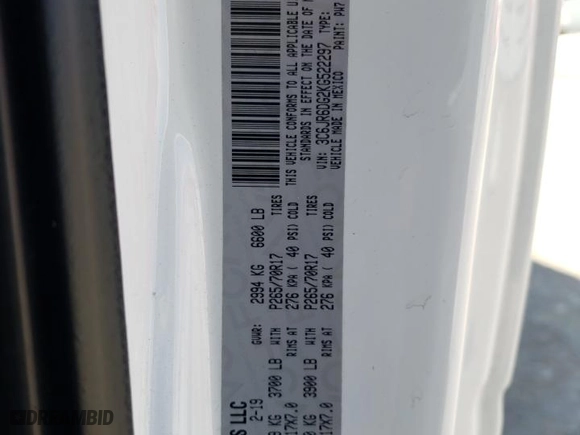 2019 Ram 1500 Classic Tradesman with VIN 3C6JR6DG2KG522297, listed as a Copart auction lot 53394385 with 220,421 mi miles and Clean Title. Bid and sale history available at carsss.com. Image 12.