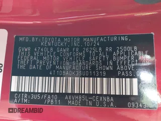 2025 Toyota Camry LE с VIN 4T1DBADK3SU011319, выставлен на аукционе IAAI как лот 41430879 с пробегом 2 366 миль миль и . История ставок и продаж доступна на DreamBid. Изображение 9.