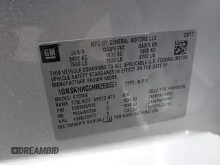 2017 Chevrolet Suburban LT z VIN 1GNSKHKC9HR268651, wystawiony jako IAAI lot #42125406 z przebiegiem 174 451 mil mil oraz . Historia ofert i sprzedaży dostępna na DreamBid. Obrazek 9.