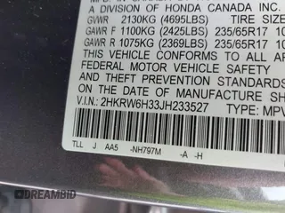2018 Honda CR-V LX with VIN 2HKRW6H33JH233527, listed as a IAAI auction lot 41844010 with 50,132 mi miles. Bid and sale history available at carsss.com. Image 9.