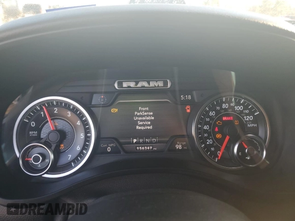 2019 Ram 1500 Big Horn z VIN 1C6RREFT3KN685393, wystawiony jako Copart lot #46754765 z przebiegiem 156 347 mil mil oraz Czysty tytuł • Clean title. Historia ofert i sprzedaży dostępna na DreamBid. Obrazek 9.