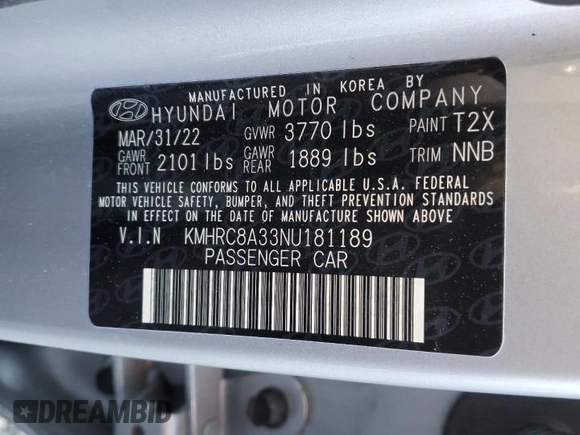 2022 Hyundai Venue SEL with VIN KMHRC8A33NU181189, listed as a Copart auction lot 49508585 with 16,024 mi miles and Salvage Title. Bid and sale history available at DreamBid. Image 13.