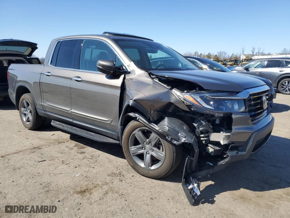 2021 Honda Ridgeline RTL-E with VIN 5FPYK3F70MB020640, listed as a Copart auction lot 48405105 with 67,647 mi miles and Salvage Title. Bid and sale history available at carsss.com. Image 4.