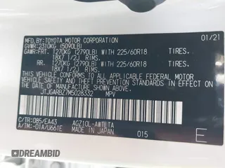 2021 Lexus NX 300 with VIN JTJGARBZ7M5028332, listed as a IAAI auction lot 42575519 with 49,831 mi miles and . Bid and sale history available at DreamBid. Image 9.