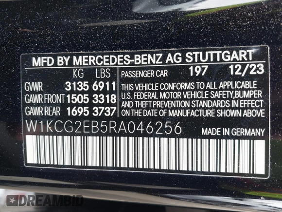 2024 Mercedes-Benz EQS 450 z VIN W1KCG2EB5RA046256, wystawiony jako IAAI lot #41203235 z przebiegiem 5 332 mil mil oraz . Historia ofert i sprzedaży dostępna na DreamBid. Obrazek 9.