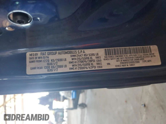 2015 Ram ProMaster City Cargo Tradesman SLT with VIN ZFBERFBT5F6952068, listed as a Copart auction lot 71799084 with 83,411 mi miles and Salvage Title. Bid and sale history available at DreamBid. Image 12.