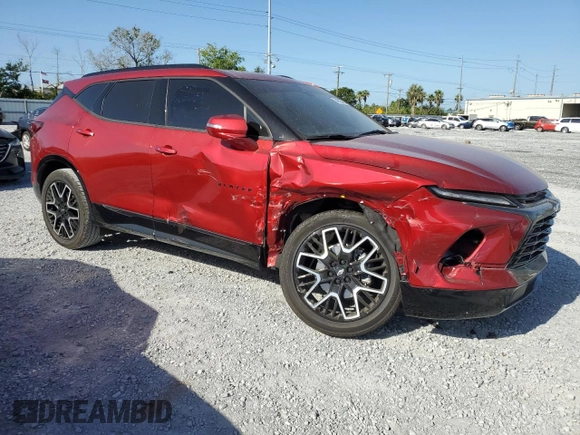 2023 Chevrolet Blazer RS with VIN 3GNKBERS1PS226319, listed as a Copart auction lot 54882465 with 18,453 mi miles and Salvage title. Bid and sale history available at DreamBid. Image 4.
