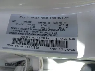 2023 Mazda 3 S Select with VIN JM1BPAKM9P1603298, listed as a IAAI auction lot 41537505 with 20,903 mi miles and . Bid and sale history available at DreamBid. Image 9.