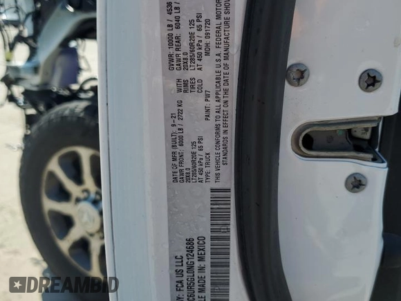 2022 Ram 2500 Longhorn with VIN 3C6UR5GL0NG124686, listed as a Copart auction lot 61404735 with 46,840 mi miles and Salvage title. Bid and sale history available at DreamBid. Image 13.