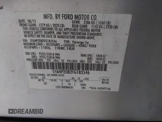 2015 Ford Taurus SE with VIN 1FAHP2D82FG183546, listed as a IAAI auction lot 41915780 with 72,773 mi miles and . Bid and sale history available at carsss.com. Image 9.