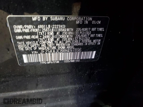 2024 Subaru Forester Wilderness with VIN JF2SKAJC8RH497896, listed as a Copart auction lot 88838925 with 13,413 mi miles and Salvage Title. Bid and sale history available at carsss.com. Image 15.