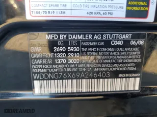 2009 Mercedes-Benz S-Class 5.5L V12 with VIN WDDNG76X69A246403, listed as a Copart auction lot 83614864 with 108,138 mi miles and Clean Title. Bid and sale history available at carsss.com. Image 12.