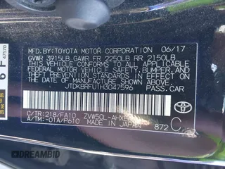 2017 Toyota Prius Two z VIN JTDKBRFU1H3047596, wystawiony jako IAAI lot #41868277 z przebiegiem 160 824 mil mil oraz . Historia ofert i sprzedaży dostępna na DreamBid. Obrazek 9.