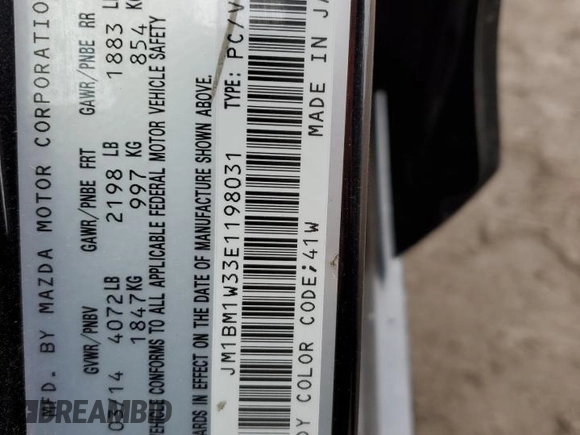 2014 Mazda 3 S Grand Touring with VIN JM1BM1W33E1198031, listed as a Copart auction lot 50879285 with 130,661 mi miles and Salvage Title. Bid and sale history available at DreamBid. Image 12.