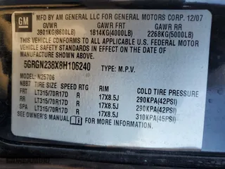 2008 Hummer H2 SUV with VIN 5GRGN238X8H106240, listed as a Copart auction lot 86766444 with 158,590 mi miles and Salvage Title. Bid and sale history available at carsss.com. Image 14.