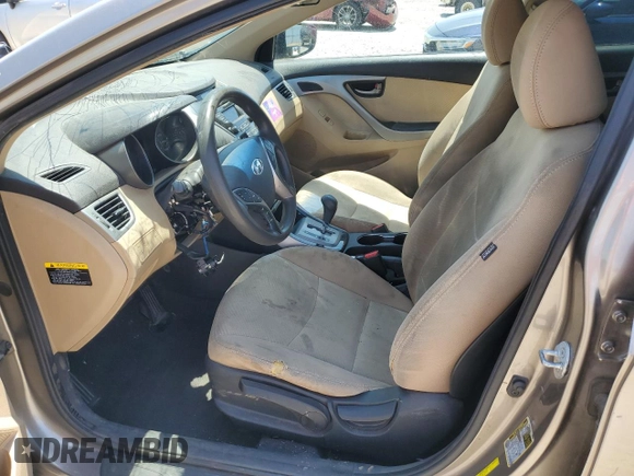 2013 Hyundai Elantra GLS with VIN 5NPDH4AE4DH451758, listed as a Copart auction lot 60124935 with 164,784 mi miles and Salvage title. Bid and sale history available at DreamBid. Image 7.
