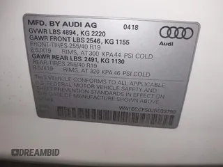 2018 Audi Q3 Premium with VIN WA1ECCFS0JR033790, listed as a IAAI auction lot 42179609 with 45,548 mi miles and . Bid and sale history available at DreamBid. Image 9.