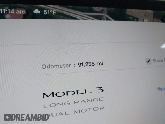 2018 Tesla Model 3 Long Range Battery with VIN 5YJ3E1EB8JF113566, listed as a IAAI auction lot 41726484 with 91,255 mi miles and . Bid and sale history available at DreamBid. Image 7.
