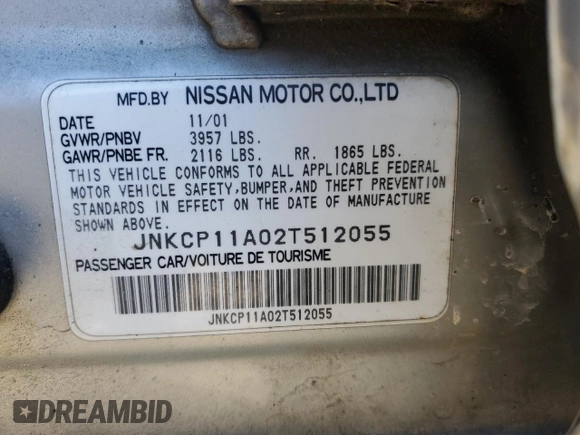 2002 Infiniti G20 Luxury with VIN JNKCP11A02T512055, listed as a Copart auction lot 42599045 with 160,649 mi miles and Salvage Title. Bid and sale history available at DreamBid. Image 15.