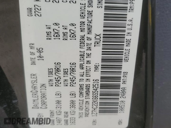 2006 Mitsubishi Raider LS z VIN 1Z7HC22K66S542516, wystawiony jako Copart lot #79917274 z przebiegiem 123 910 mil mil oraz Szkoda całkowita • Salvage title. Historia ofert i sprzedaży dostępna na DreamBid. Obrazek 12.