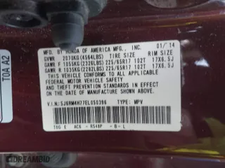 2014 Honda CR-V EX-L with VIN 5J6RM4H77EL050396, listed as a IAAI auction lot 41714050 with 62,868 mi miles. Bid and sale history available at carsss.com. Image 9.